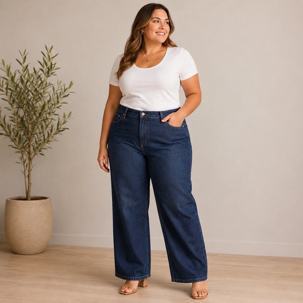 ELLOQUII Jeans Size 20 Naomi Plus Comfort Curvy Stretch Straight Blue Dark Wash